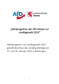 AfD Hessen Wahlprogramm 2023