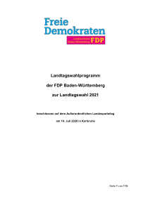 FDP Baden-Württemberg Wahlprogramm 2021