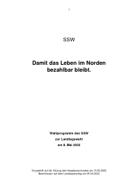 SSW Schleswig-Holstein Wahlprogramm 2022
